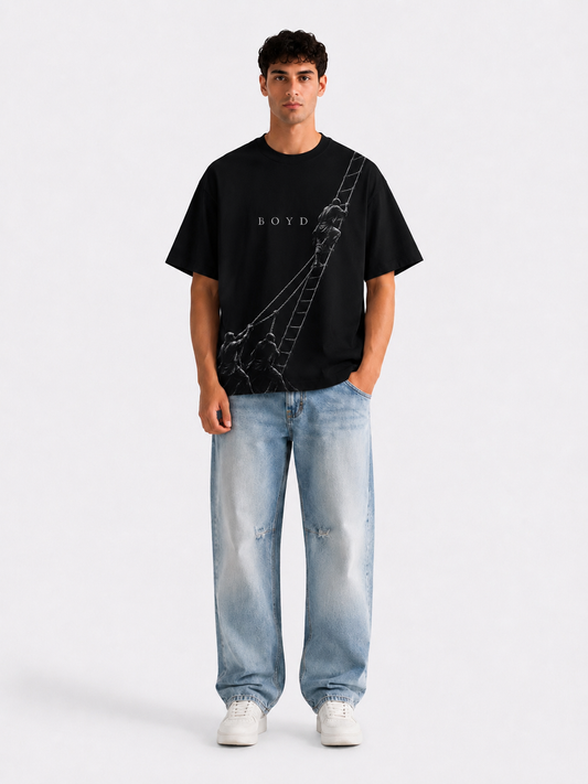 BOYD Essential Black Oversized T-Shirt – Premium French Terry Minimalist Tee