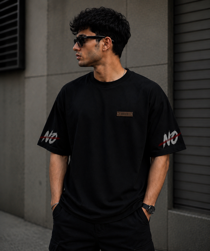 BOYD No Risk No Story oversized graphic T-shirt in black premium French Terry