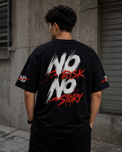 BOYD No Risk No Story oversized graphic T-shirt in black premium French Terry
