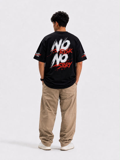 BOYD No Risk No Story oversized graphic T-shirt in black premium French Terry