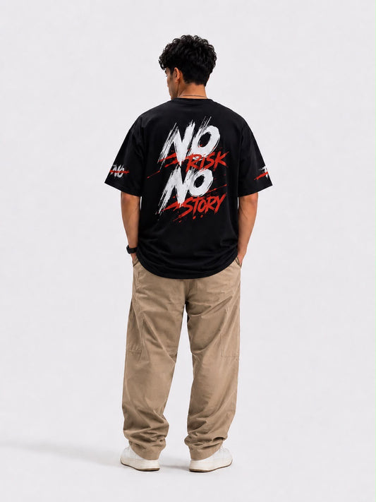 BOYD No Risk No Story oversized graphic T-shirt in black premium French Terry