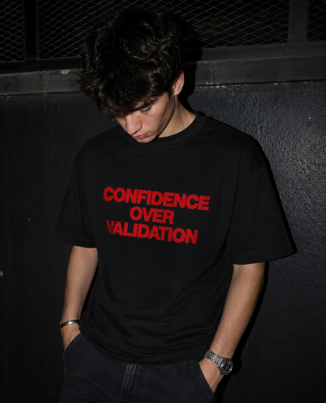 BOYD Aura Confidence Over Validation oversized drop shoulder T-shirt in black premium French Terry