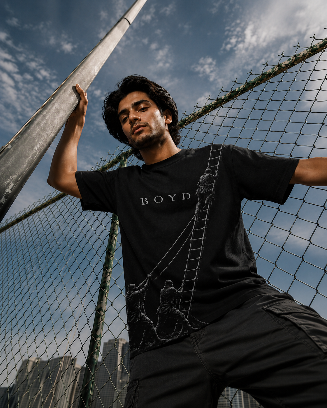 BOYD Essential Black Oversized T-Shirt, premium French Terry minimalist tee